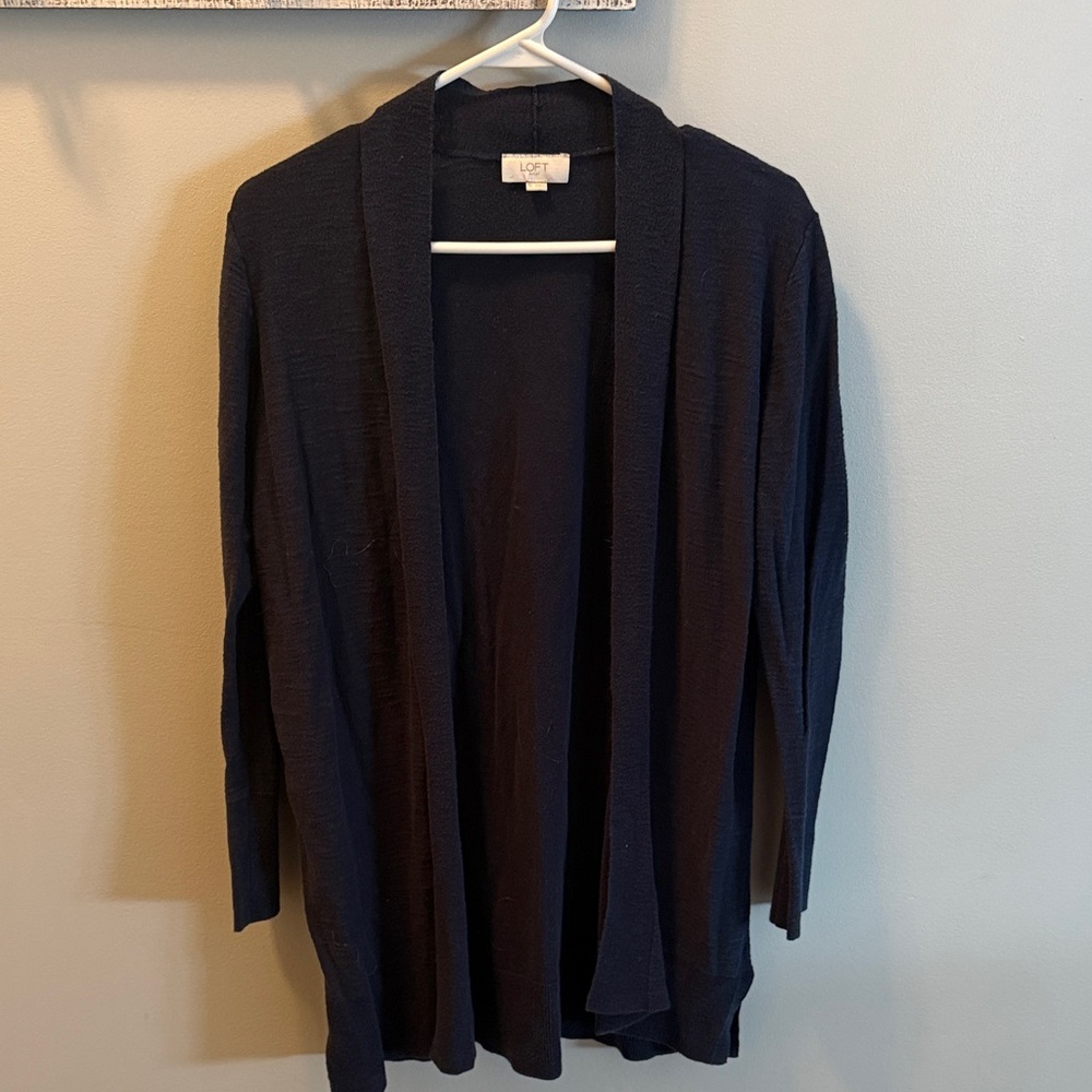 LOFT Women's Dark Navy Open Cardigan